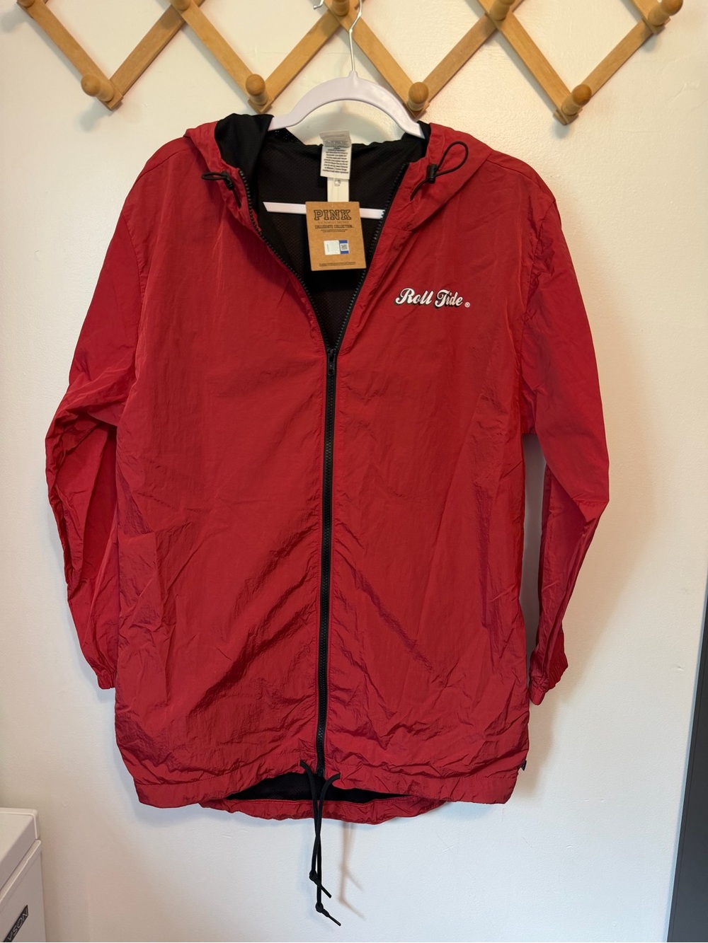 Pink VS Collegiate NWT Long Full Zip Anorak Women’s Size XS/S Alabama‎ Roll Tide